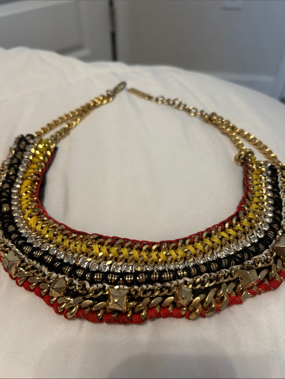 Vince Camuto Statement Chain Collar Necklace - Gold, Black, Red